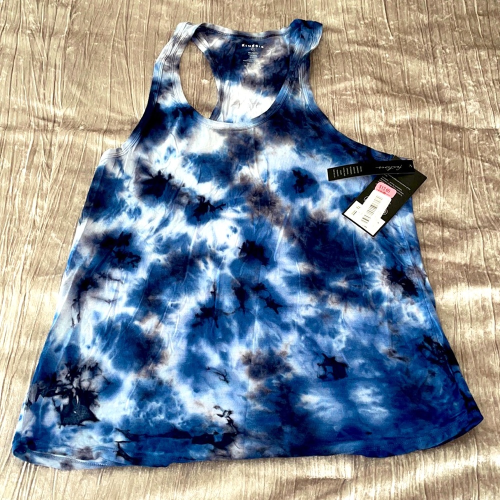 Tie dye blue/black racerback tank